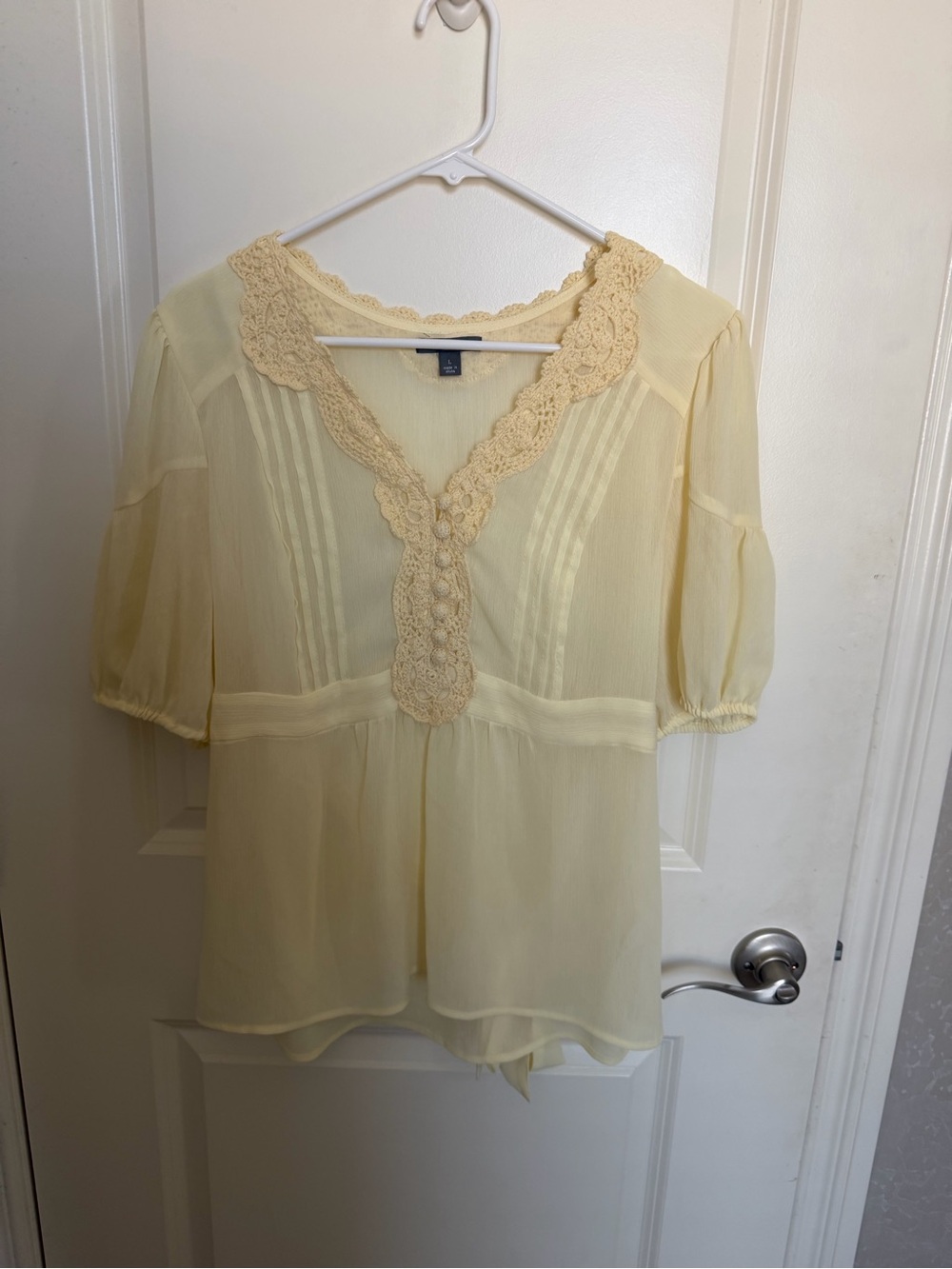 Apt. 9 Light Yellow  Lace-Trim V-Neck Blouse